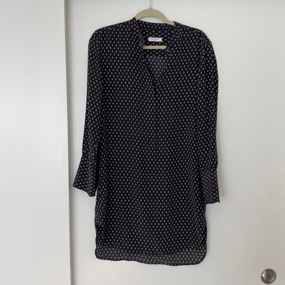 Equipment Long sleeve silk shirtdress